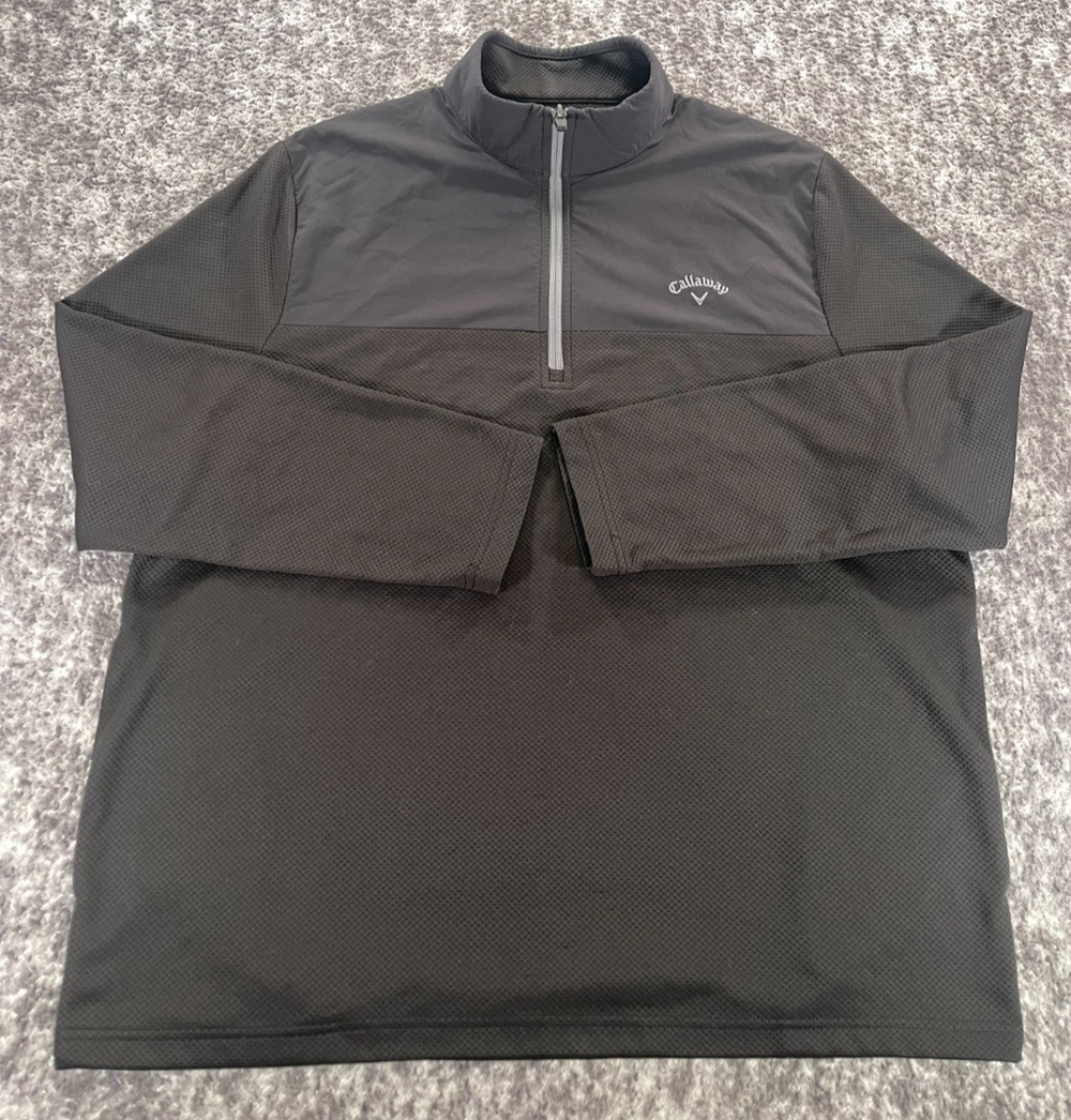 Callaway Men's Black 1/4 Zip Mock Neck Golf Preppy Pullover Jacket XL